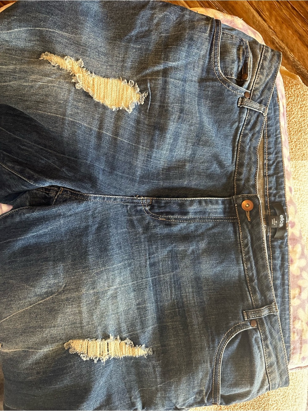 ellos Dark Blue Distressed Boyfriend Jeans